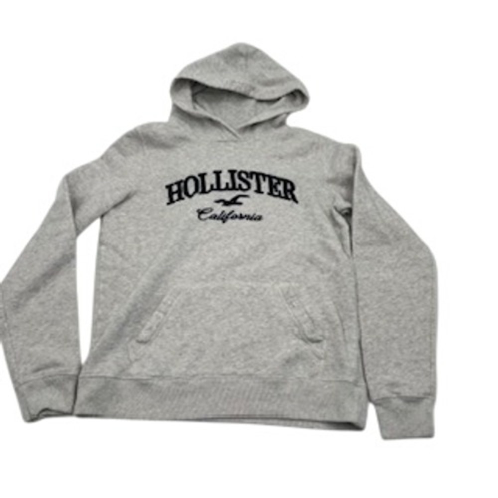 Hollister California Women Heather Grey Embroidered Logo Pullover Hoodie Small - Picture 4 of 10